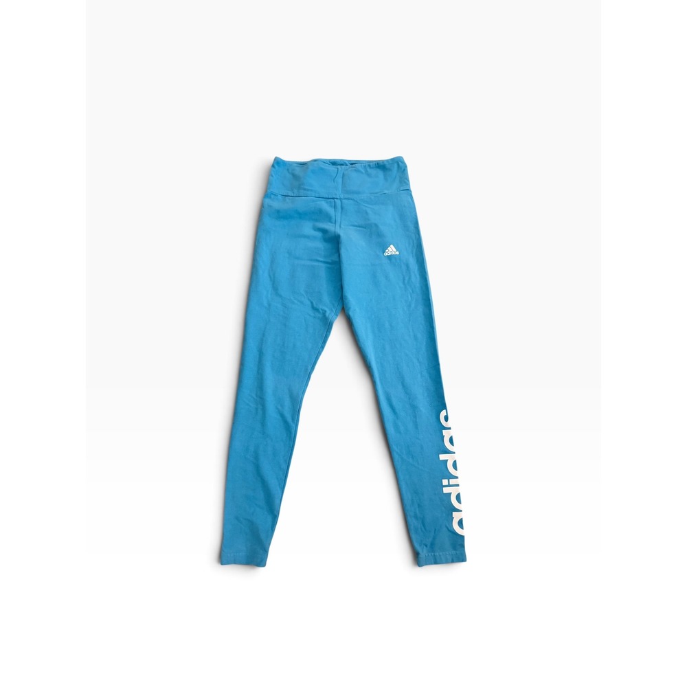 adidas Leggings Women Small Blue Good High Rise EUCGraphic Logo HD1690 AF5002